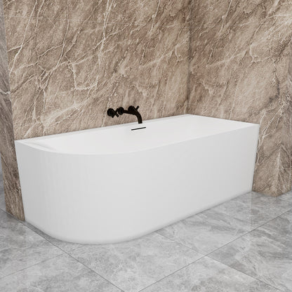 Vasca a Isola Angolare Asimmetrica SINISTRA/DESTRO 165x75x60 cm /180×80x60 cm Bianco Vasca da Bagno Semi-Freestanding in Acrilico