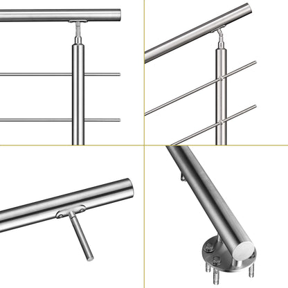 Kit ringhiera in acciaio inox 304 con montaggio laterale, lunghezze 100–240 cm, 5 traverse, espandibile con giunzioni