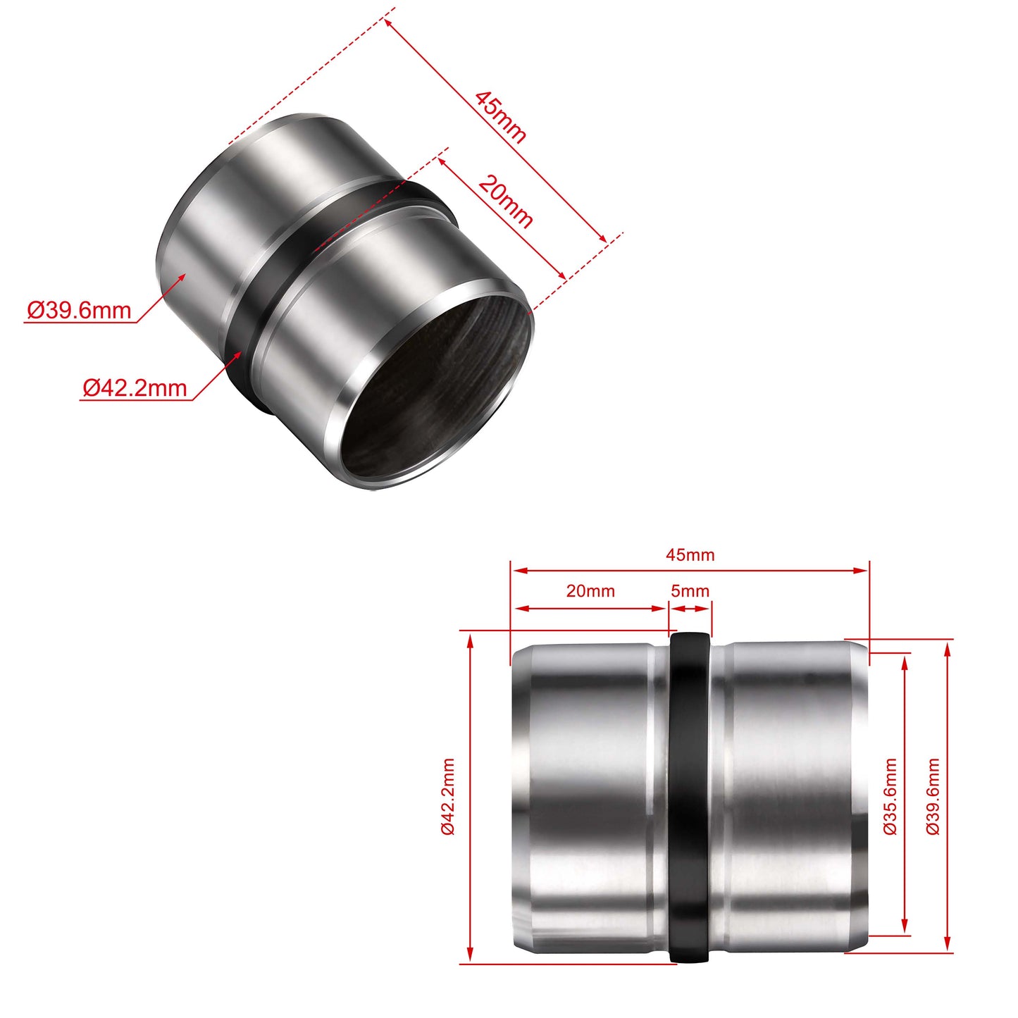 Connettore regolabile /Connettore dritto in acciaio inox 304 per corrimano Ø42.2/42.4mm parete#Black