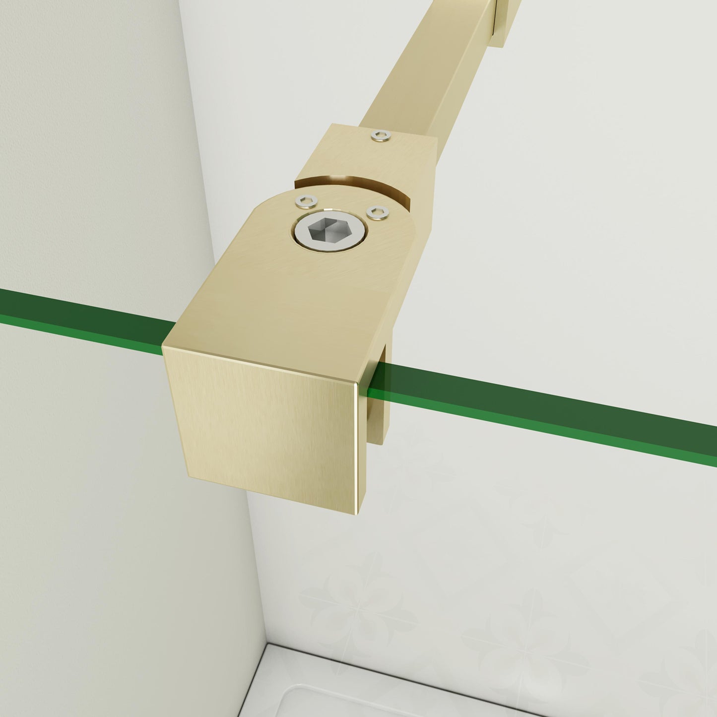 Box Doccia Walk In 40-50-60-70-80-85-90-100-110-120x200 cm Parete Fissa Vetro 8/10 mm Trasparente Anticalcare Oro Spazzolato con Barra Stabilizzatrice 73-120 cm