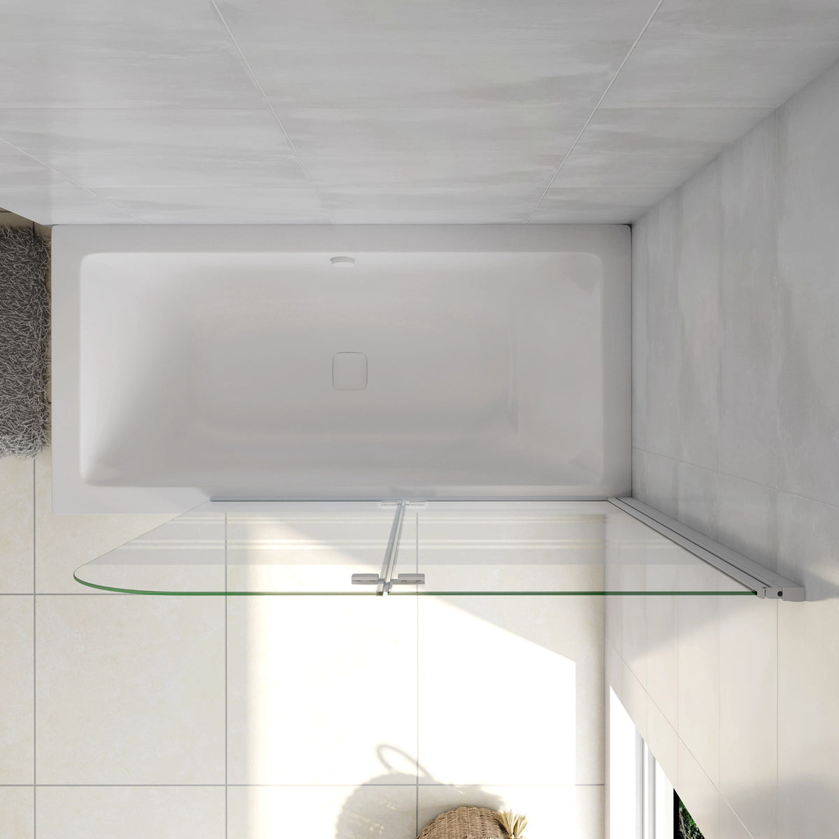 Aica 140 cm Sopravasca da Bagno Due Ante Mobili verso Sinistro/Destro Vetro 6mm Temperato Anticalcare Fascie Centrali in Serigrafato Bianco Opaco