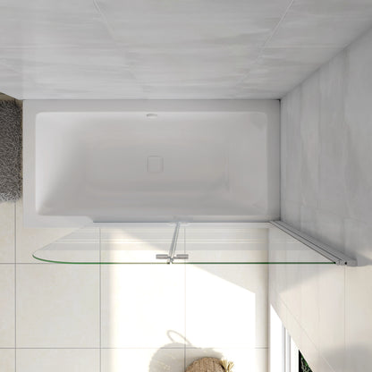 Aica 140 cm Sopravasca da Bagno Due Ante Mobili verso Sinistro/Destro Vetro 6mm Temperato Anticalcare Fascie Centrali in Serigrafato Bianco Opaco