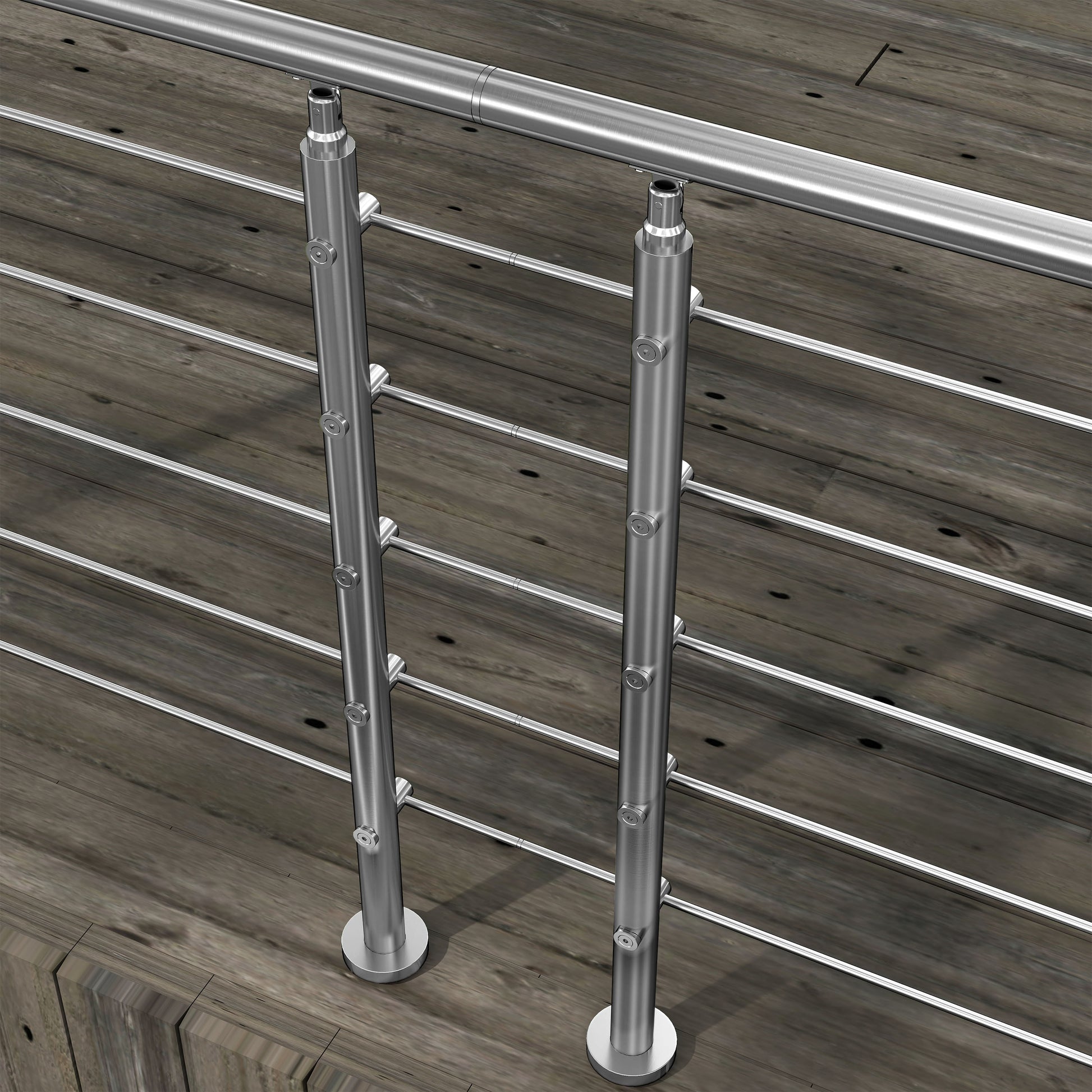 Kit Connettore Dritto/Angolo Regolabile per Ringhiere in Acciaio Inox Diametro 42.4 mm Configuratore per Corrimano per Ringhiere a 3/5 Traversi