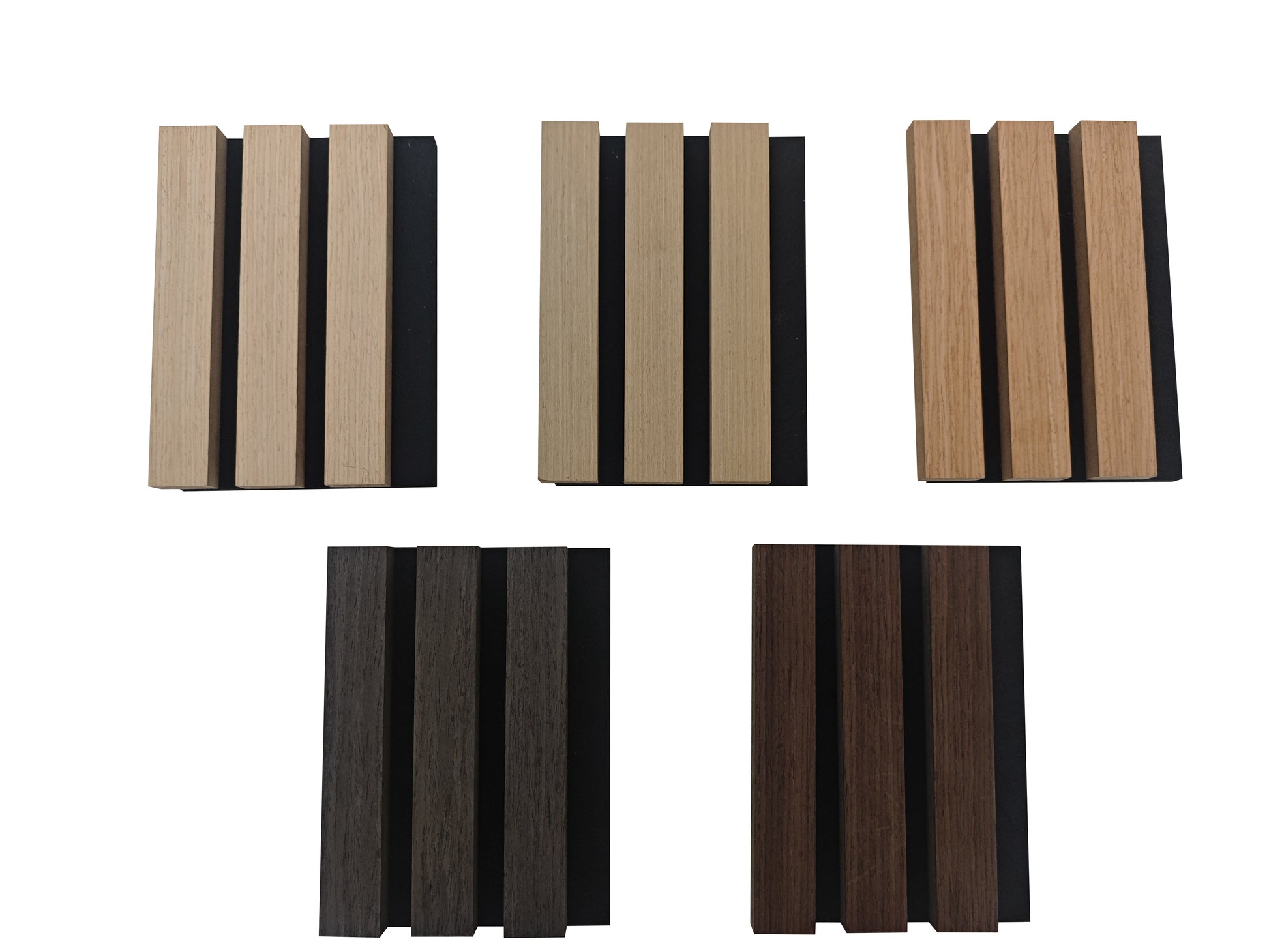 Set di 4 pannelli decorativi fonoassorbenti in legno MDF, 60 cm × 60 cm, Sp 21 mm, Color rovere chiaro/scuro