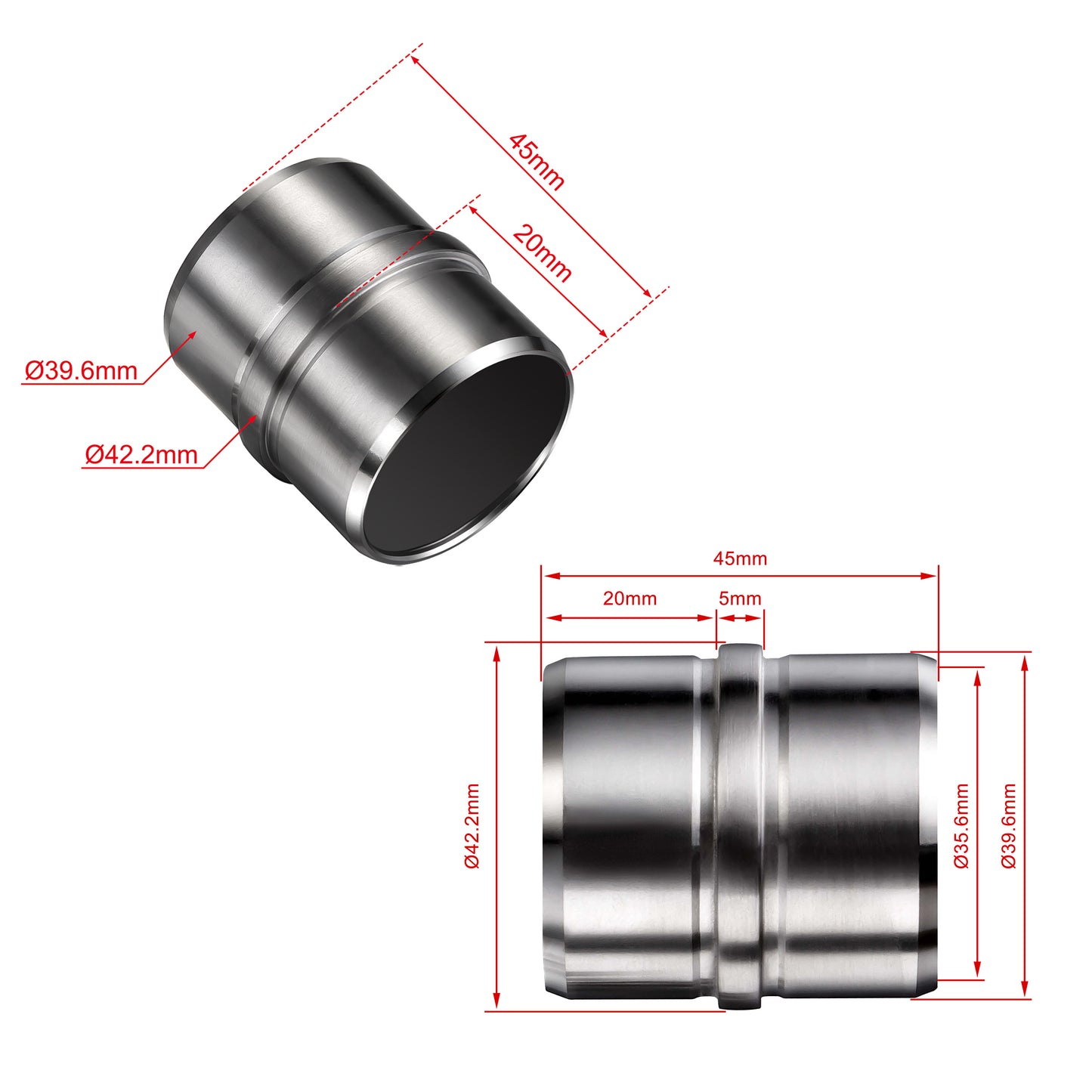 Connettore regolabile /Connettore dritto in acciaio inox 304 per corrimano Ø42.2/42.4mm parete#Argento spazzolato