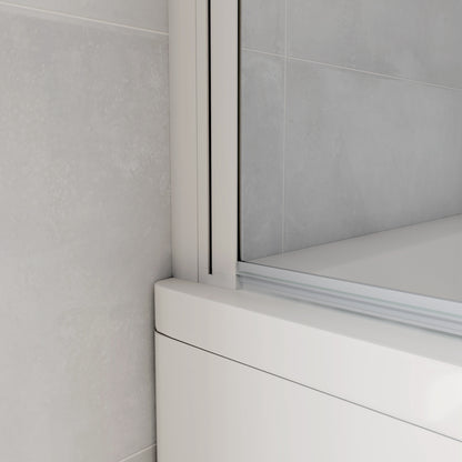 Aica 140 cm Sopravasca da Bagno Due Ante Mobili verso Sinistro/Destro Vetro 6mm Temperato Anticalcare Fascie Centrali in Serigrafato Bianco Opaco
