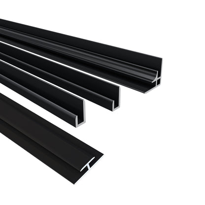 Pannello doccia angolare H.210 cm, disponibile in più misure, realizzato in alluminio da 3 mm con finitura grigio cemento, adatto per l'arredo delle pareti del bagno