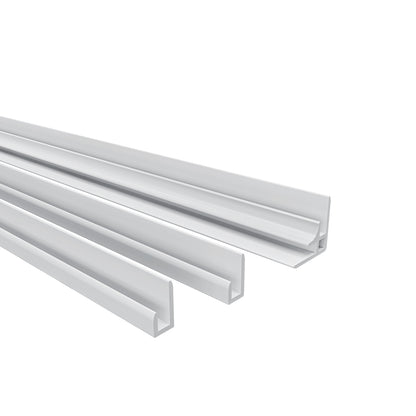 H.210 cm Pannello Doccia ad Angolo Realizzato in Alluminio da 3 mm con Profili Finitura Bianco Avorio per Rivestimento Parete Bagno