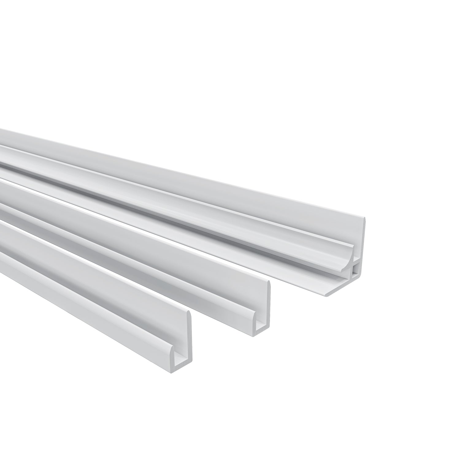 H.210 cm Pannello Doccia ad Angolo Realizzato in Alluminio da 3 mm con Profili Finitura Bianco Alba per Rivestimento Parete Bagno