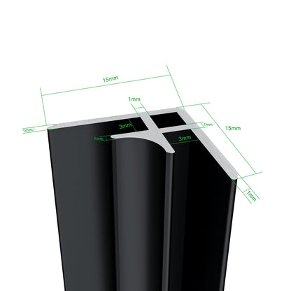 Pannello doccia angolare H.210 cm, disponibile in più misure, realizzato in alluminio da 3 mm con finitura grigio cemento, adatto per l'arredo delle pareti del bagno
