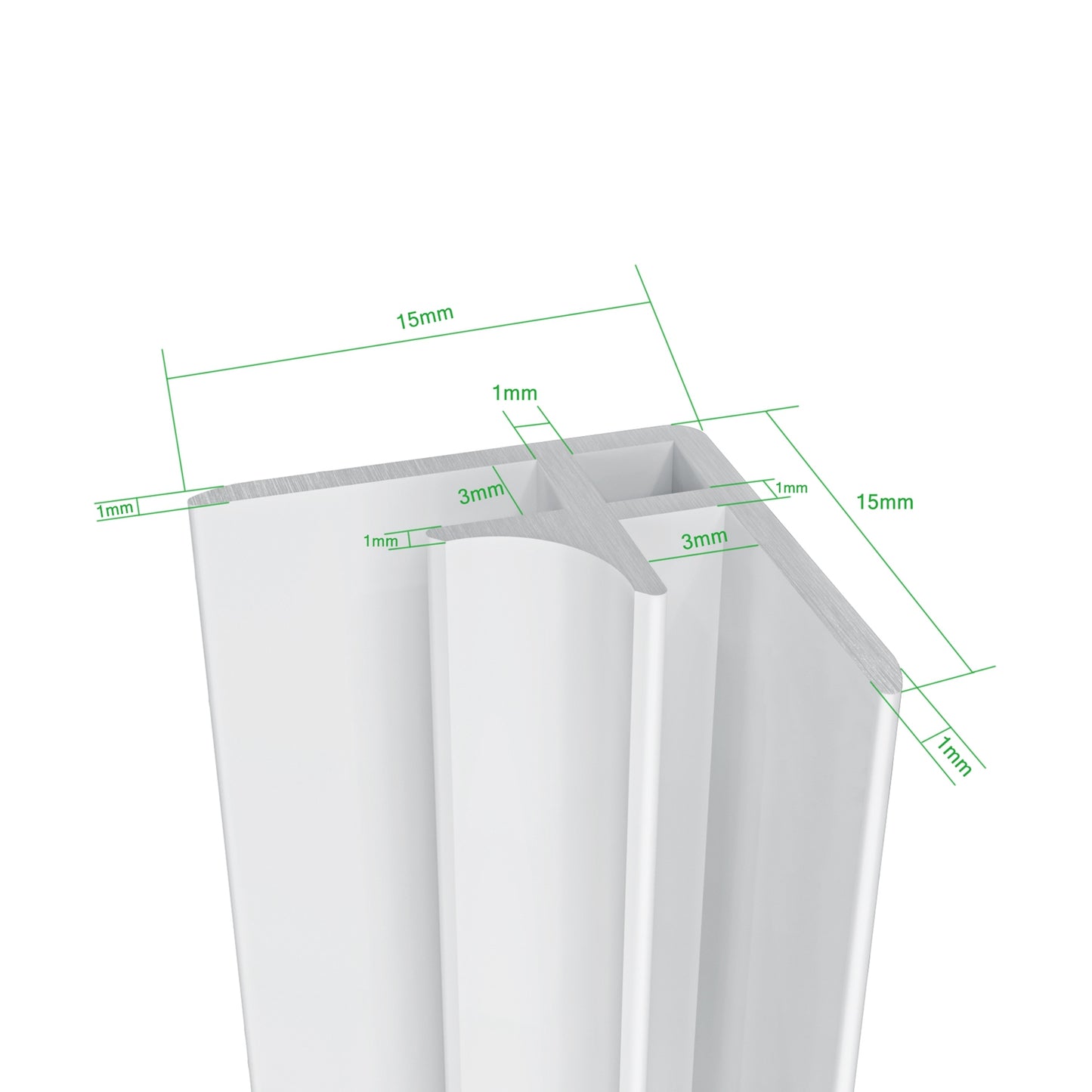 H.210 cm Pannello Doccia ad Angolo Realizzato in Alluminio da 3 mm con Profili Finitura Bianco Alba per Rivestimento Parete Bagno