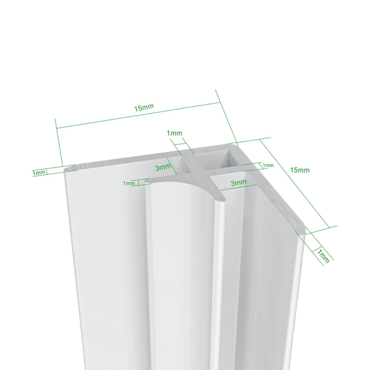 Pannello doccia angolare H.210 cm, disponibile in più misure, realizzato in alluminio da 3 mm con finitura bianco avorio, adatto per l'arredo delle pareti del bagno
