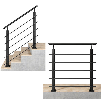 Ringhiera Parapetto in Alluminio Argento o Nero Opaco — Disponibile in 3 Misure: L. 100/150/200 cm — Montaggio a Pavimento per Interni ed Esterni#Nero
