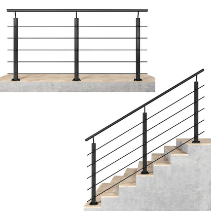 Ringhiera Parapetto in Alluminio Argento o Nero Opaco — Disponibile in 3 Misure: L. 100/150/200 cm — Montaggio a Pavimento per Interni ed Esterni#Nero