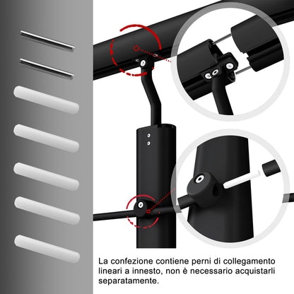 Ringhiera Parapetto in Alluminio Argento o Nero Opaco — Disponibile in 3 Misure: L. 100/150/200 cm — Montaggio a Pavimento per Interni ed Esterni#Nero
