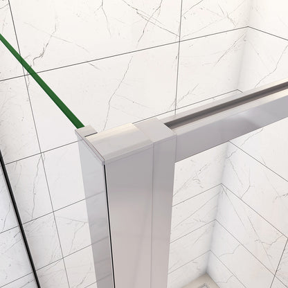 185cm Box Doccia Angolare Porta Girevole Battente con Parete Fissa in Vetro Temperato Trasparente 5mm Profilo Cromo Lucido