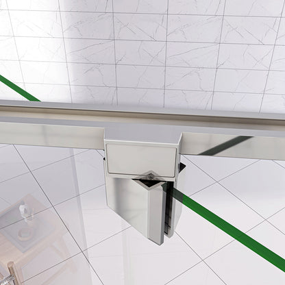 185cm Box Doccia Angolare Porta Girevole Battente con Parete Fissa in Vetro Temperato Trasparente 5mm Profilo Cromo Lucido