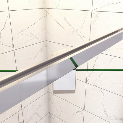 185cm Box Doccia Angolare Porta Girevole Battente con Parete Fissa in Vetro Temperato Trasparente 5mm Profilo Cromo Lucido