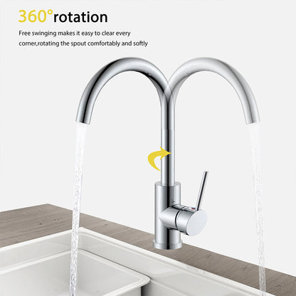 Rubinetto da Cucina, Miscelatore Monocomando per Lavello, Miscelatore Monocomando per Lavello in Acciaio Inox, Ruotabile di 360°