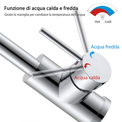 Rubinetto da Cucina, Miscelatore Monocomando per Lavello, Miscelatore Monocomando per Lavello in Acciaio Inox, Ruotabile di 360°