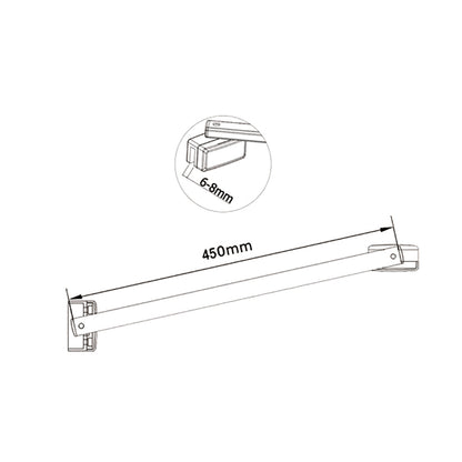 Parete Fissa Doccia Walk In Nero Opaco 190cm Vetro Temperato Trasparente Anticalcare 6mm con Barra Stabilizzatrice