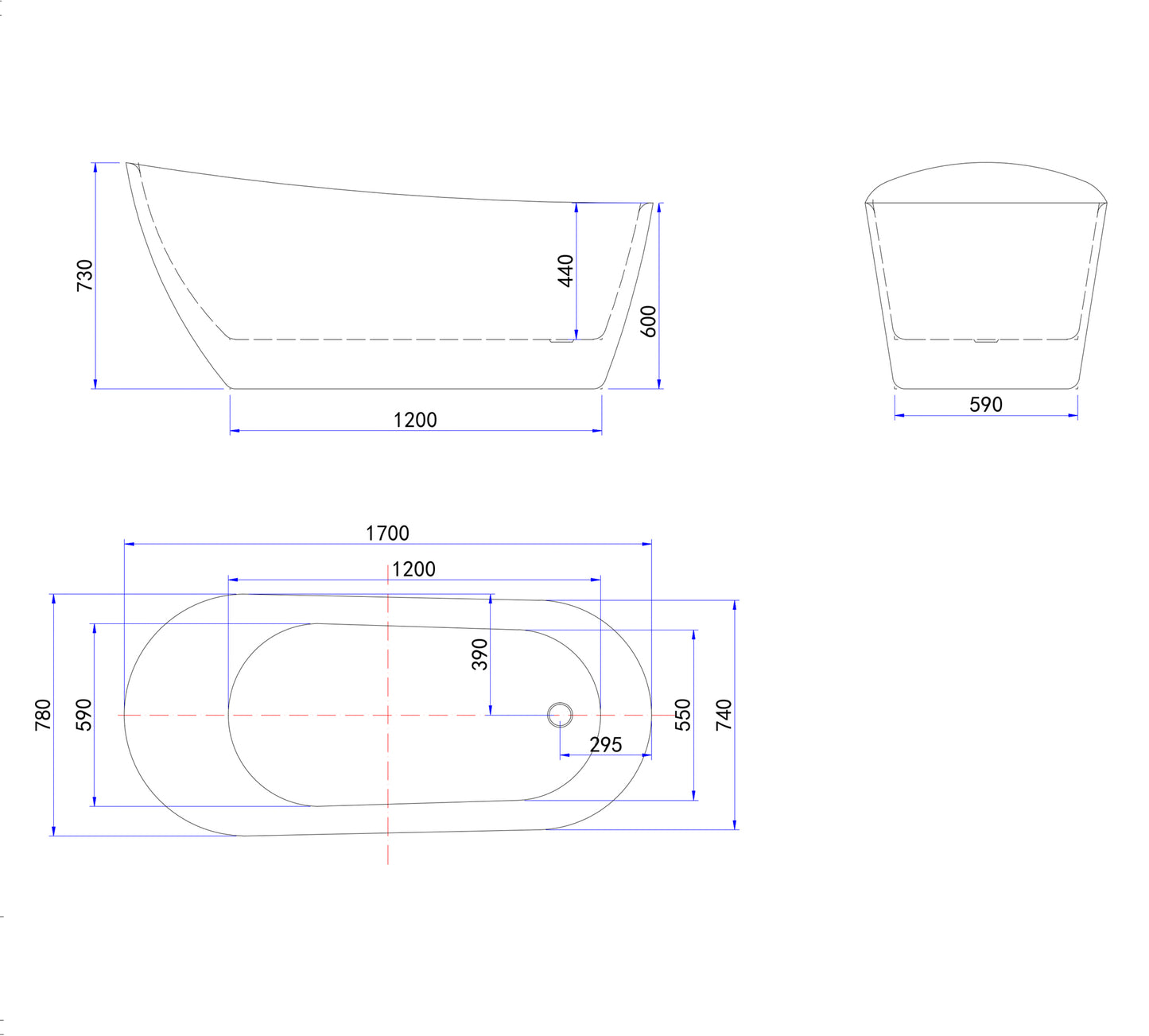 Vasca da Bagno a Isola 160x72x73 /170x78x73cm Vasca da Bagno Freestanding in Acrilico Bianco Ovale Irregolare