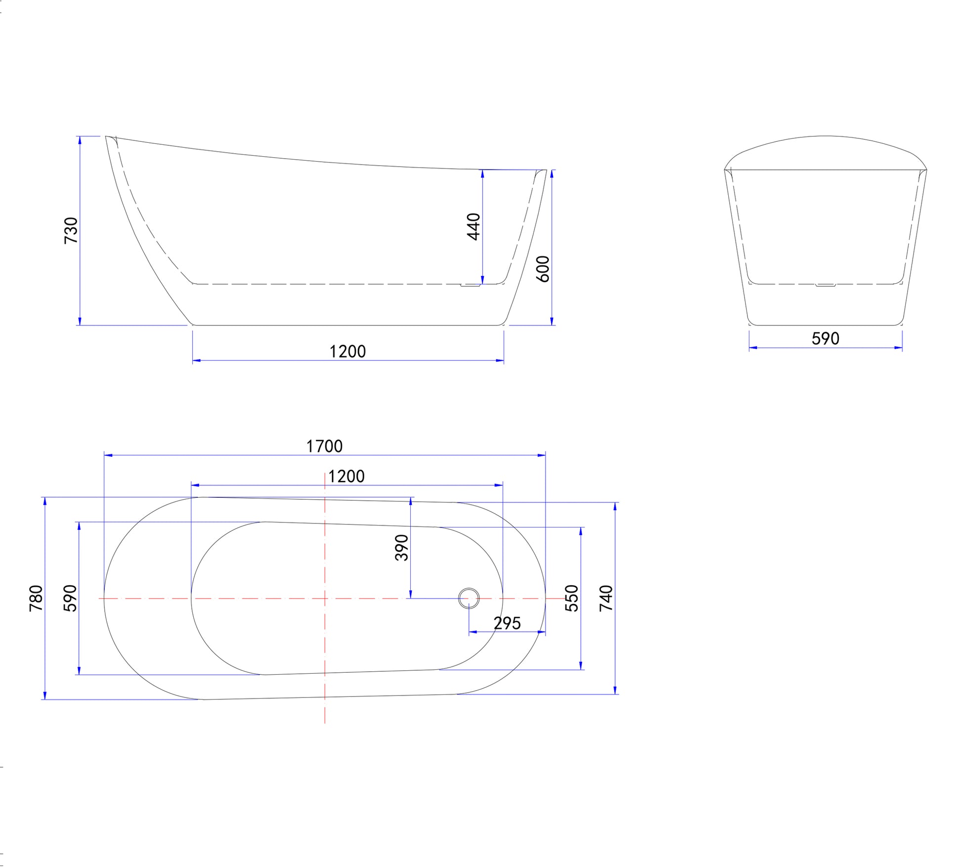 Vasca da Bagno a Isola 160x72x73 /170x78x73cm Vasca da Bagno Freestanding in Acrilico Bianco Ovale Irregolare