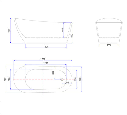 Vasca da Bagno a Isola 160x72x73 /170x78x73cm Vasca da Bagno Freestanding in Acrilico Bianco Ovale Irregolare