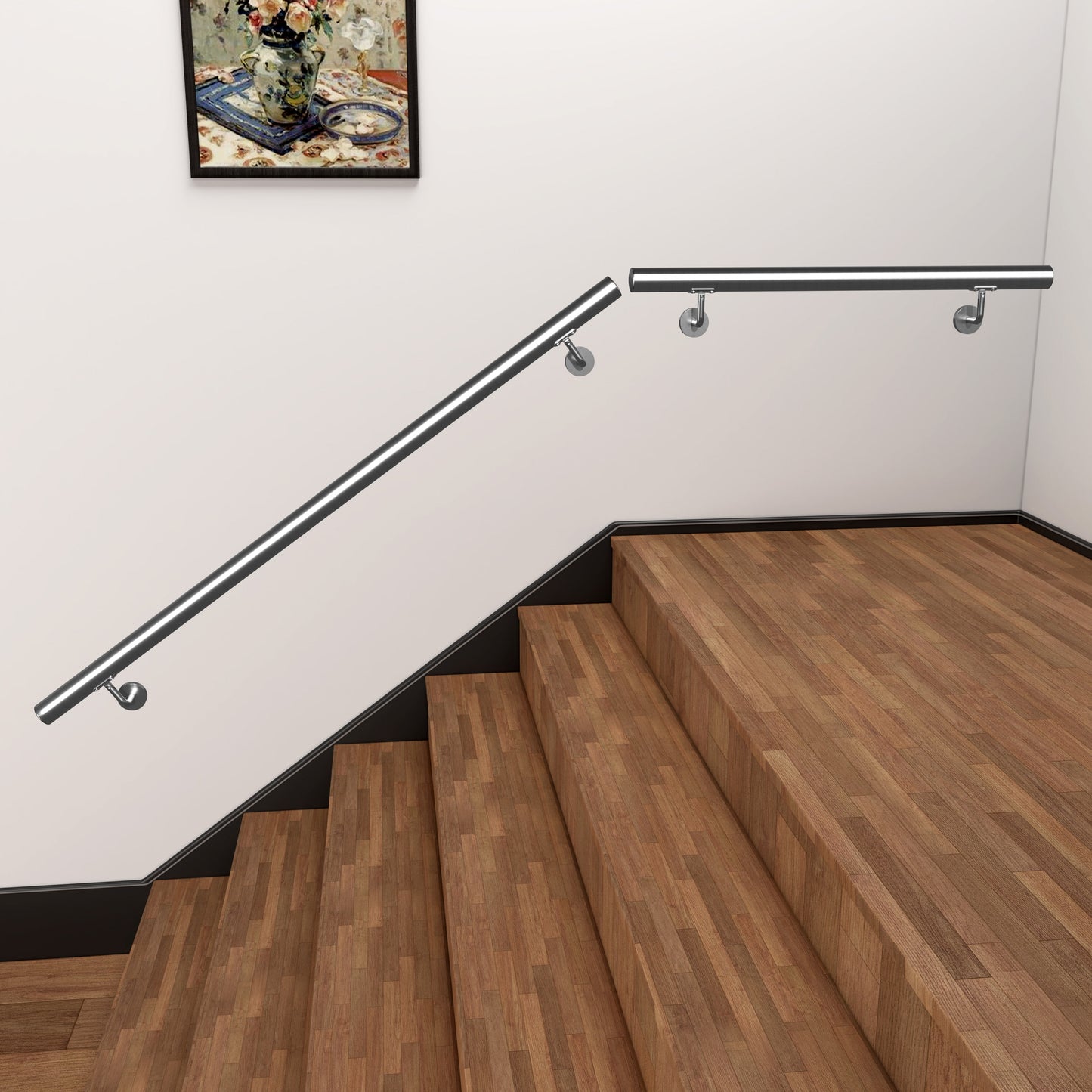 Corrimano in acciaio inox 304 spazzolato 80/100/120/150/180/200cm per interni ed esterni scale