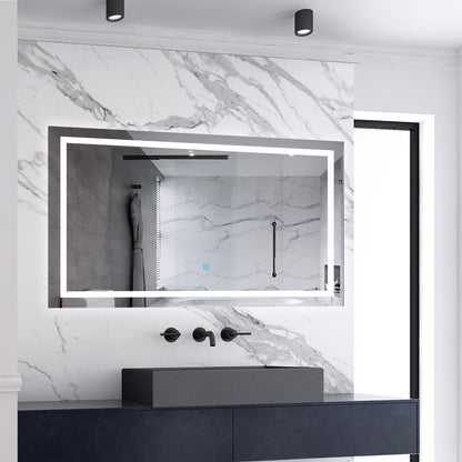 Aica Specchio Quadrato Da Bagno Specchio Cosmetico Con Illuminazione, Anti-appannamento, Luce Bianca Fredda 6000K, IP44 Resistente All'umidità, Vetro Senza Rame 100×60 cm Tipo3 Antiappannamento