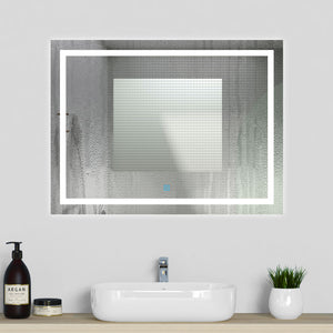 Aica Specchio da Bagno Rettangolare a LED Specchio da Toeletta Specchio da Parete, Luce Bianca 6000K, Anti-fog, Tocco,IP44