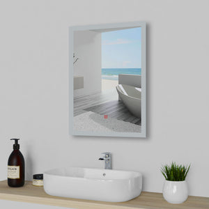 Specchio da Bagno Quadrato 50X70 cm a LED, Specchio da Trucco, Luce Bianca Morbida 6000K, Interruttore Tattile