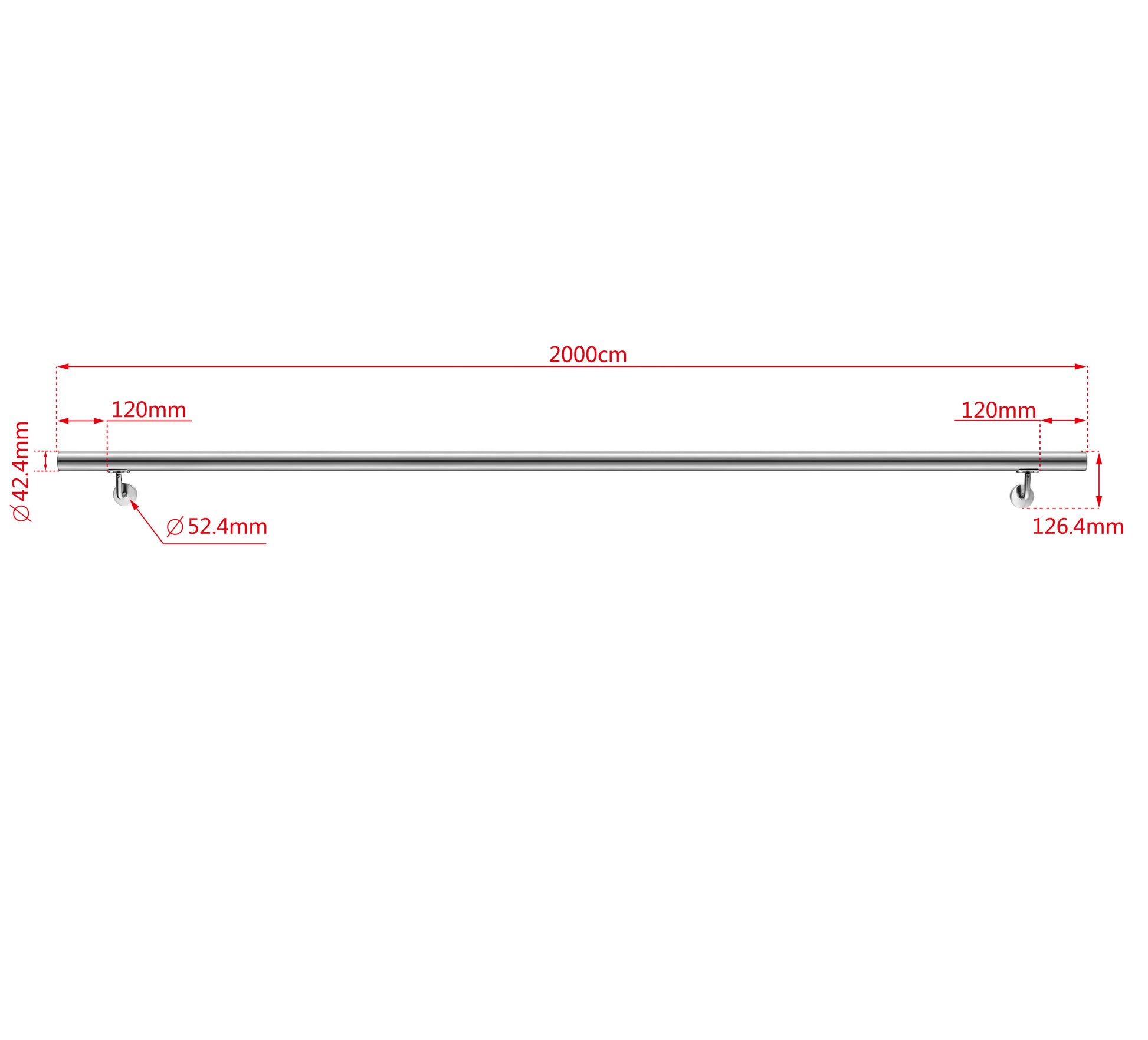 Corrimano in acciaio inox 304 spazzolato 80/100/120/150/180/200cm per interni ed esterni scale