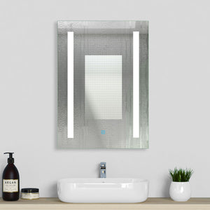 Aica Specchio da Bagno Rettangolare a LED Specchio da Toeletta Specchio da Parete, Luce Bianca 6000K, Antiappannamento, Tocco,IP44