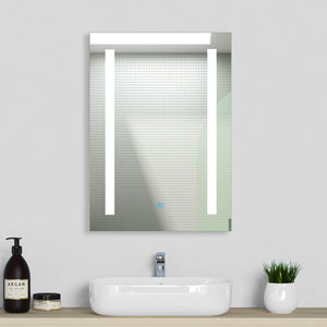 Aica Specchio da Bagno Rettangolare a LED Specchio da Toeletta Specchio da Parete, Luce Bianca 6000K, Antiappannamento, Tocco,IP44