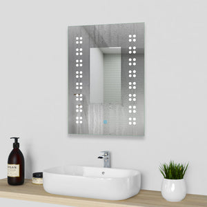 Aica 50X70cm Specchio Quadrato per Bagno Specchio Cosmetico per Interruttore Touch Control Anti-appannamento Bagno