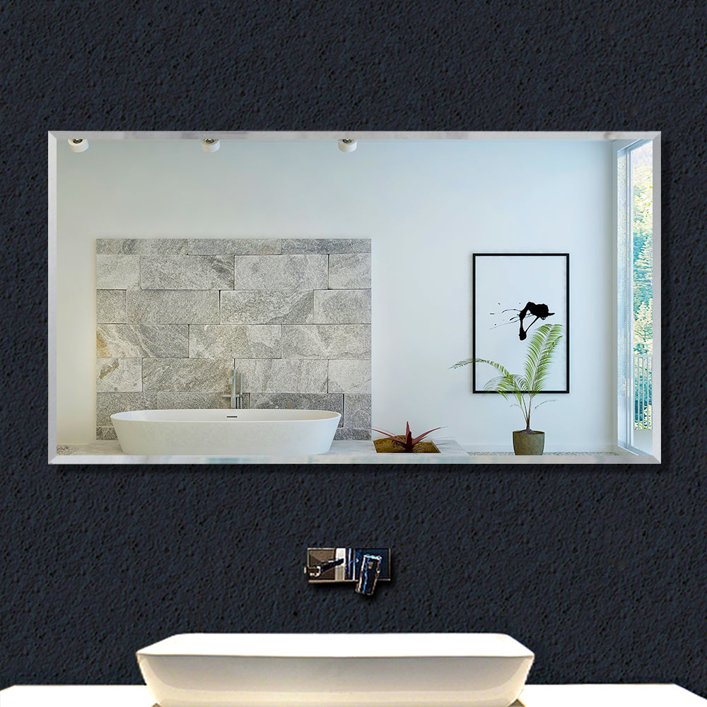 Specchio Cosmetico Rettangolare da Parete, Vetro Senza Rame, Specchio in Vetro ad Alta Definizione 120×60cm