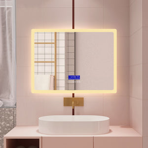 Aica Quadrato LED Specchio da Bagno Specchio Cosmetico 6000K Bianco Freddo Soft Light Touch Control