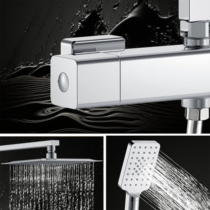 AICA Colonna doccia con miscelatore meccanico, rubinetto doccia 27x4.5cm, soffione doccia quadrato 25x25cm in acciaio inox cromato