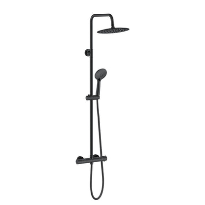 AICA Colonna Doccia Rotondo con Miscelatore Termostatico per Doccia, Doccia Soffione Colonna e Soffione Doccia, Matt Black