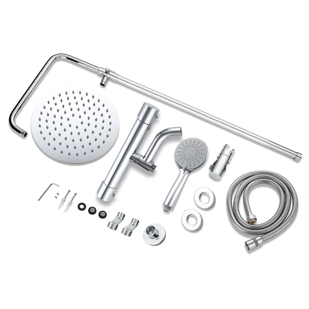 AICA Colonna doccia con miscelatore termostatico, rubinetto doccia cilindro 28x4cm con beccuccio girevole 90° cromato
