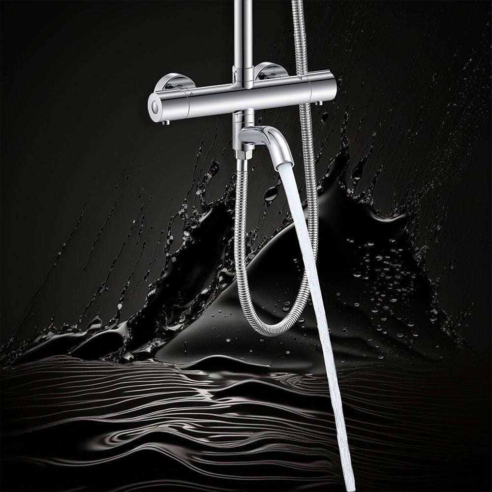 AICA Colonna doccia con miscelatore termostatico, rubinetto doccia cilindro 28x4cm con beccuccio girevole 90° cromato