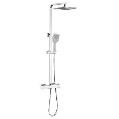 Colonna doccia termostatica, dotata di soffione quadrato 30x30 e doccetta con 3 modalità di getto, regolabile in altezza tra 72 e 120 centimetri#Cromato
