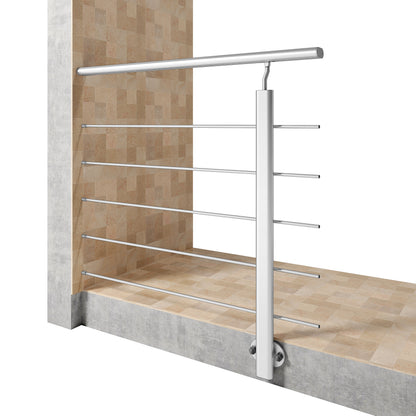 Ringhiera Parapetto in Alluminio Nero Opaco o Argento Opaco L. 100/150/200 cm a Montaggio a Parete, con supporto di collegamento a Parete#Argento