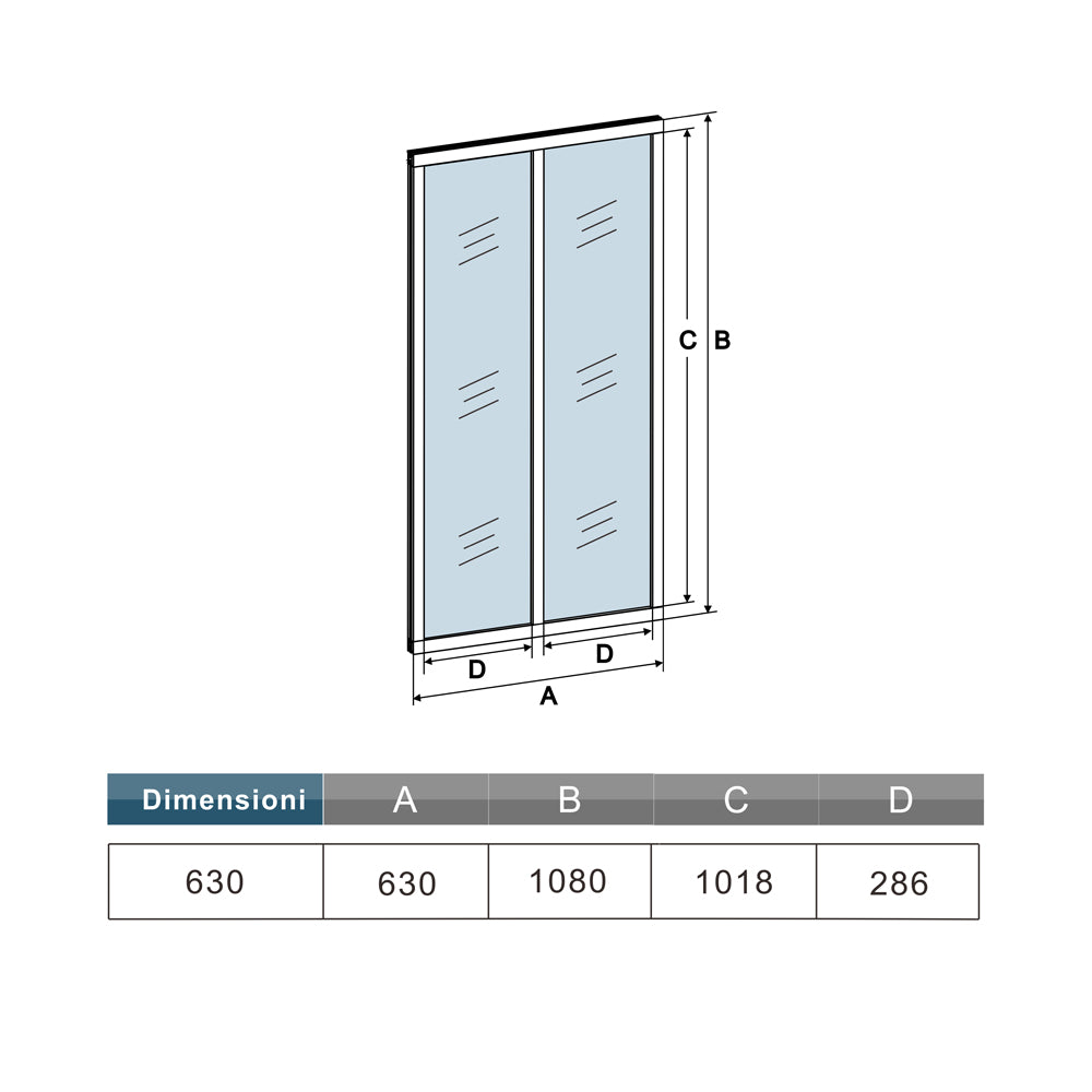 Parete Vetrata Interna 63x108cm in Vetro Temperato Trasparente da 4mm 2 Lastre Corniciate Profilo in Alluminio Nero Opaco Divisorio da Casa