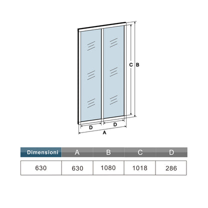 Parete Vetrata Interna 63x108cm in Vetro Temperato Trasparente da 4mm 2 Lastre Corniciate Profilo in Alluminio Nero Opaco Divisorio da Casa
