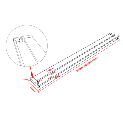 Mensola Doccia per Parete Doccia Walk in 80/90/100/120 cm Alluminio Cromo Lucido/Nero Opaco Porta-asciugamani Adattabile Vetro da 8 mm