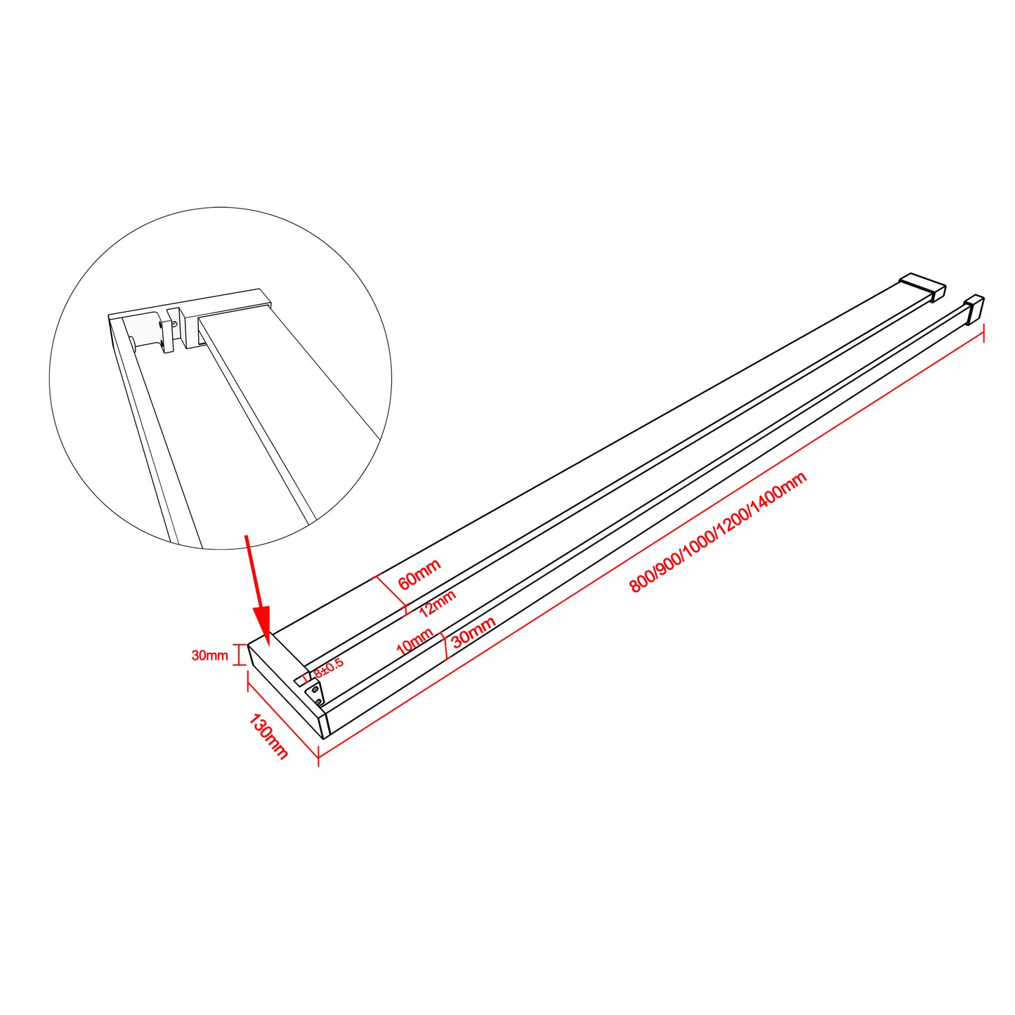 Box Doccia Walk In 80-90-100-120x190cm Vetro 8mm Anticalcare Trasparente Barra Stabilizzatrice da 90 cm Mensola Doccia 80-90-100-120cm