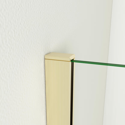 Box Doccia Walk In 40-50-60-70-80-85-90-100-110-120x200 cm Parete Fissa Vetro 8/10 mm Trasparente Anticalcare Oro Spazzolato