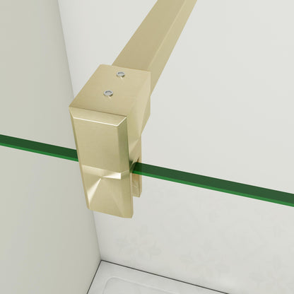 Box Doccia Walk In 40-50-60-70-80-85-90-100-110-120x200 cm Parete Fissa Vetro 8/10 mm Trasparente Anticalcare Oro Spazzolato Barra Stabilizzatrice 140 cm